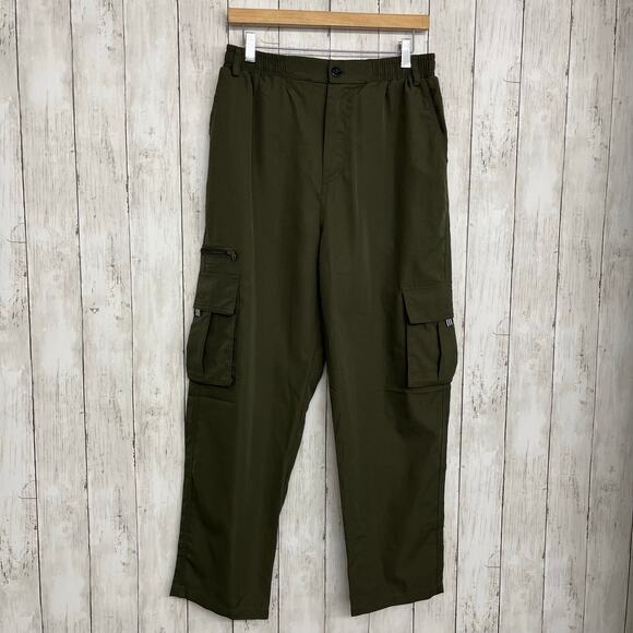 Cargo Lightweight Stretch Waist Baggy Thin Green Utility Pants Medium - Picture 1 of 7